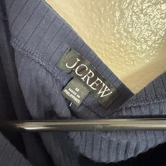 J.Crew Premium Rib Side-Button Top WMNS M Navy Blue Sleeveless Slim Fit Stretch - Picture 3 of 6